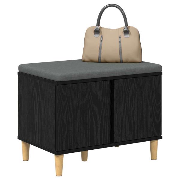 Flurbank mit Kissen mit Speicher Schwarze Eiche 60 x 38 x 46 cm