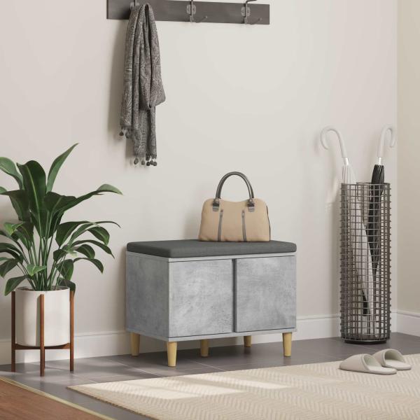 ARDEBO.de - Flurbank mit Kissen mit Speicher Betongrau 60 x 38 x 46 cm