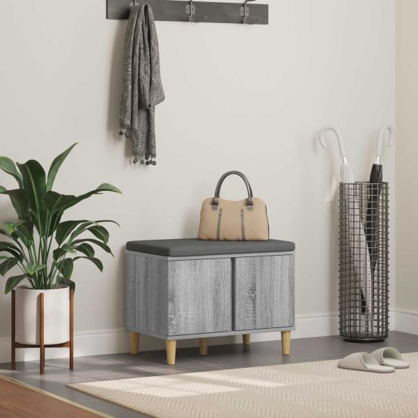 ARDEBO.de - Flurbank mit Kissen mit Speicher Graues Sonoma 60 x 38 x 46 cm