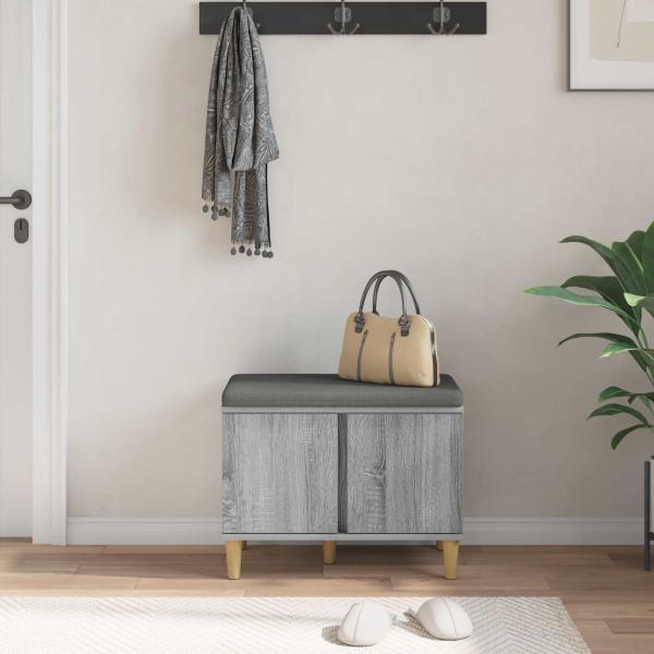 Flurbank mit Kissen mit Speicher Graues Sonoma 60 x 38 x 46 cm