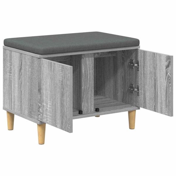 Flurbank mit Kissen mit Speicher Graues Sonoma 60 x 38 x 46 cm