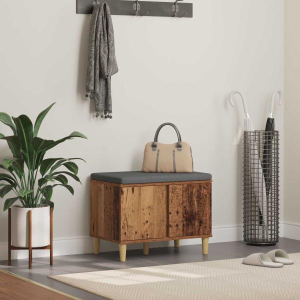 ARDEBO.de - Flurbank mit Kissen mit Speicher Altholz 60 x 38 x 46 cm