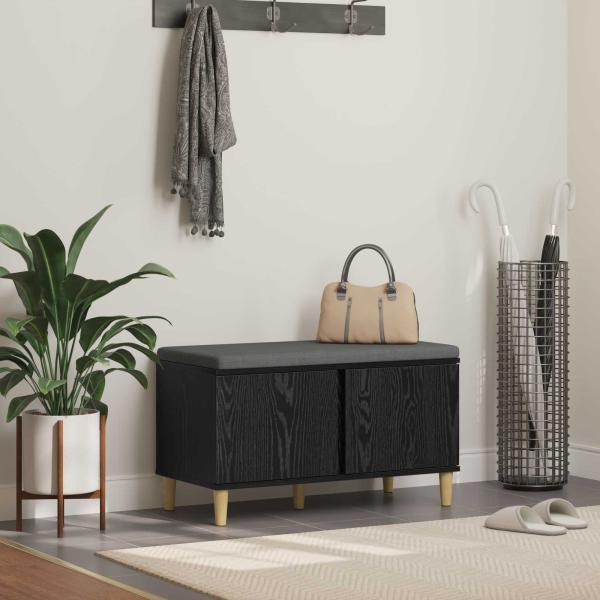ARDEBO.de - Flurbank mit Kissen mit Speicher Schwarze Eiche 80 x 38 x 46 cm