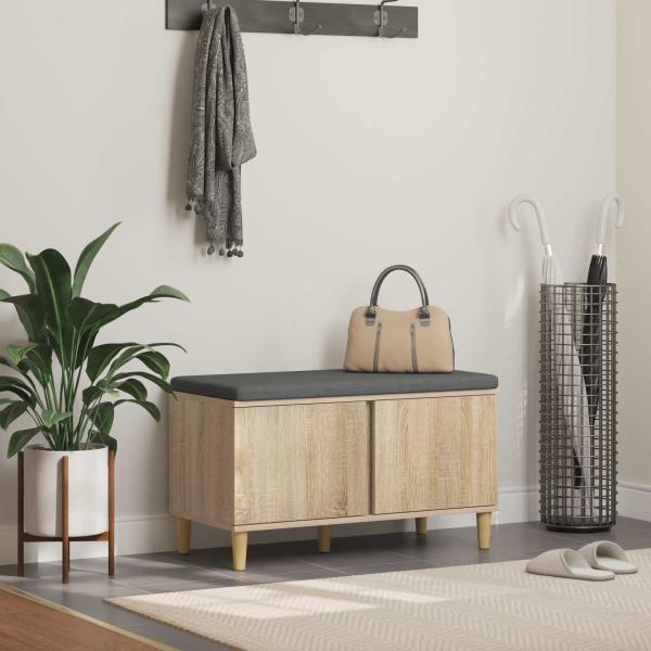 ARDEBO.de - Flurbank mit Kissen mit Speicher Sonoma-Eiche 80 x 38 x 46 cm
