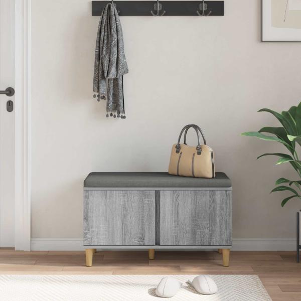 Flurbank mit Kissen mit Speicher Graues Sonoma 80 x 38 x 46 cm