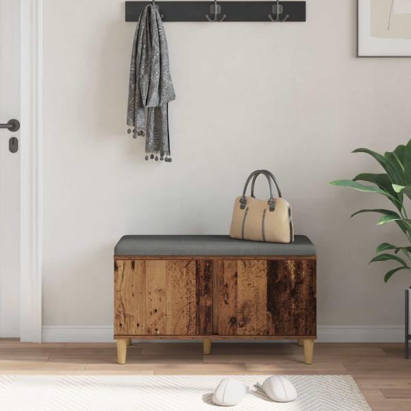 Flurbank mit Kissen mit Speicher Altholz 80 x 38 x 46 cm