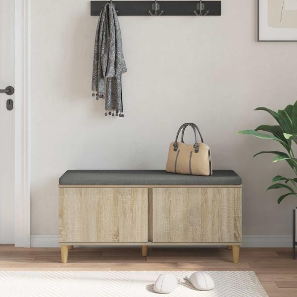 Flurbank mit Kissen mit Speicher Sonoma-Eiche 100 x 38 x 46 cm
