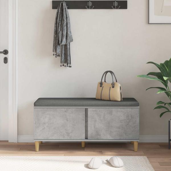 Flurbank mit Kissen mit Speicher Betongrau 100 x 38 x 46 cm
