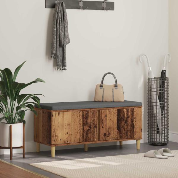 ARDEBO.de - Flurbank mit Kissen mit Speicher Altholz 100 x 38 x 46 cm