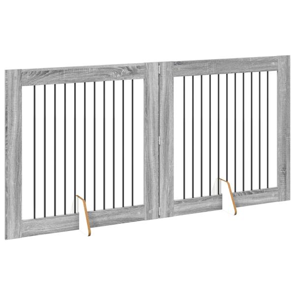 Klappbares Hundetor mit Ständern 2 stk. Sonoma-Grau 200,5 cm
