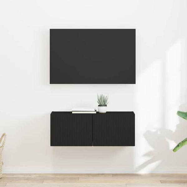 ARDEBO.de - TV-Wandschrank 2 stk. Schwarz Holzwerkstoff