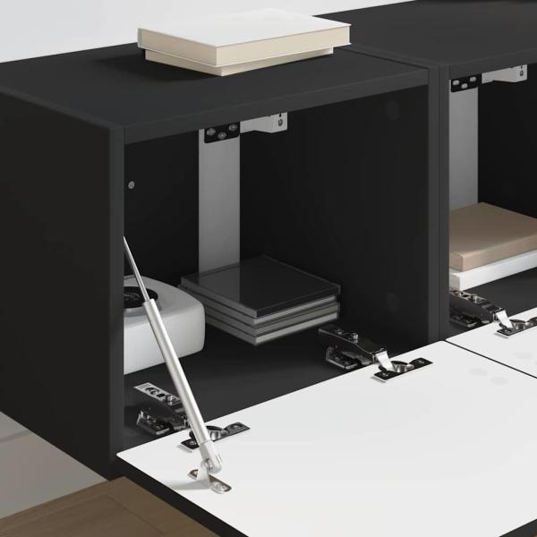 TV-Wandschrank 2 stk. Schwarz Holzwerkstoff
