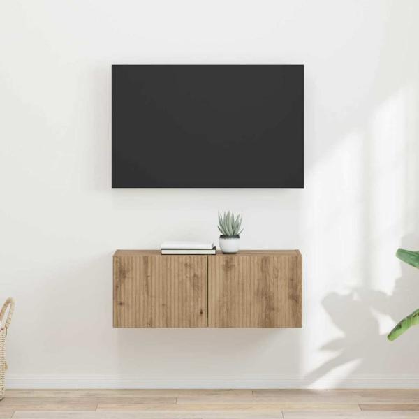 ARDEBO.de - TV-Wandschrank 2 stk. Kunsthandwerk Eiche Holzwerkstoff