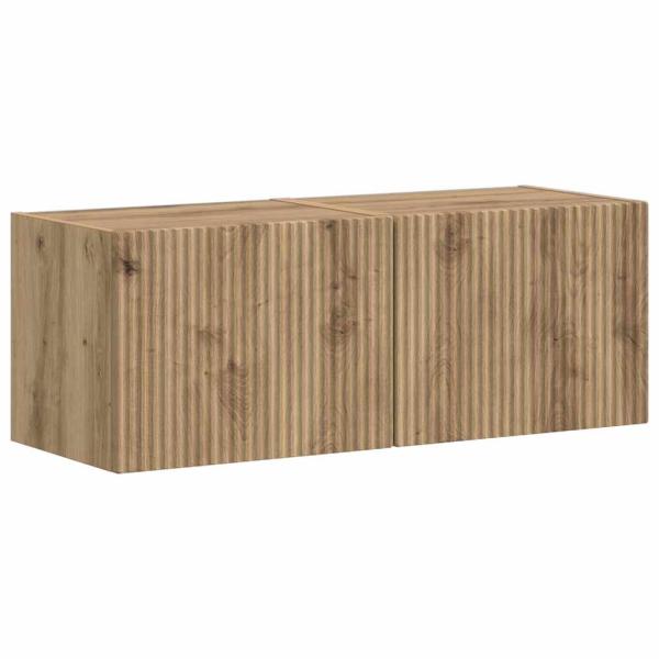 TV-Wandschrank 2 stk. Kunsthandwerk Eiche Holzwerkstoff