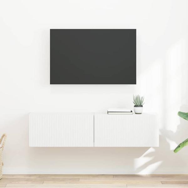 ARDEBO.de - TV-Wandschrank 2 stk. Weiß Holzwerkstoff