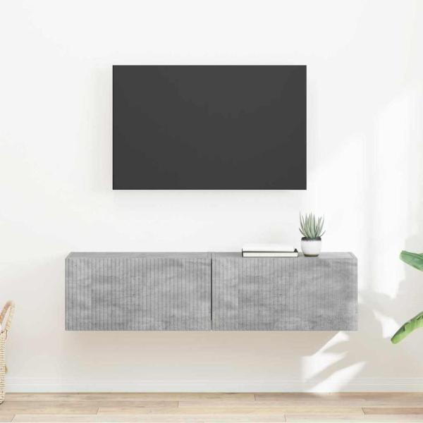 ARDEBO.de - TV-Wandschrank 2 stk. Betongrau Holzwerkstoff