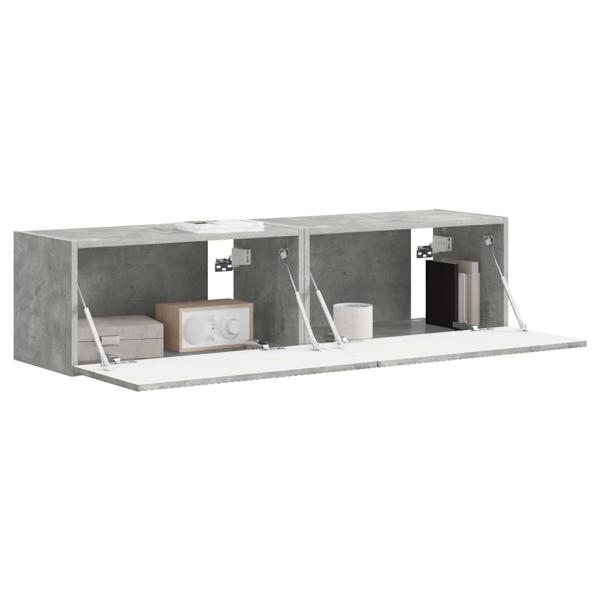 TV-Wandschrank 2 stk. Betongrau Holzwerkstoff