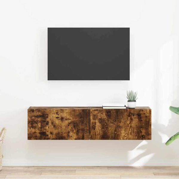 ARDEBO.de - TV-Wandschrank 2 stk. Räuchereiche Holzwerkstoff