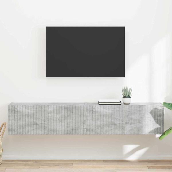 ARDEBO.de - TV-Wandschrank 2 stk. Betongrau Holzwerkstoff