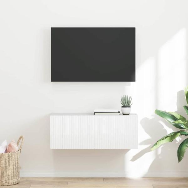 ARDEBO.de - TV-Wandschrank 78,5 x 30 x 29,5 cm Glänzend Weiß Holzwerkstoff