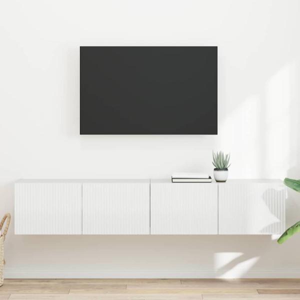 ARDEBO.de - TV-Wandschrank 2 stk. Glänzend Weiß Holzwerkstoff