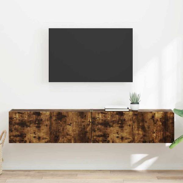 ARDEBO.de - TV-Wandschrank 2 stk. Räuchereiche Holzwerkstoff