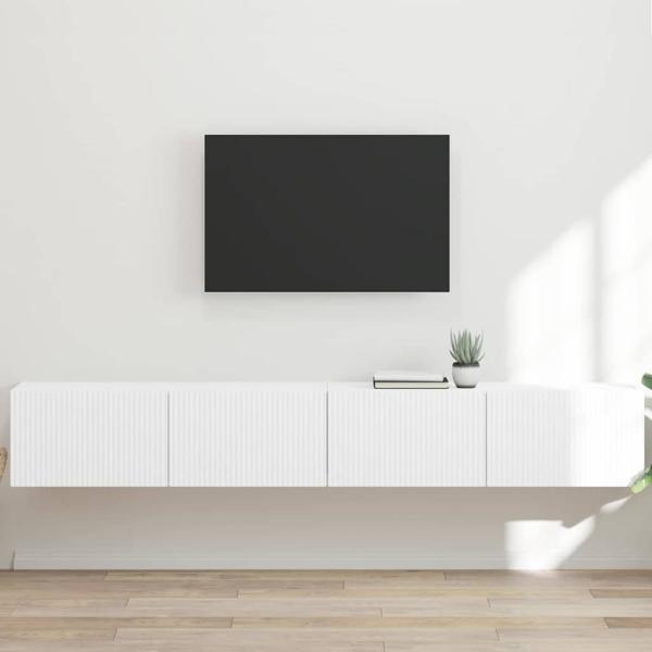 ARDEBO.de - TV-Wandschrank 2 stk. Weiß Holzwerkstoff
