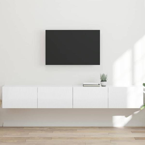 ARDEBO.de - TV-Wandschrank 2 stk. Glänzend Weiß Holzwerkstoff