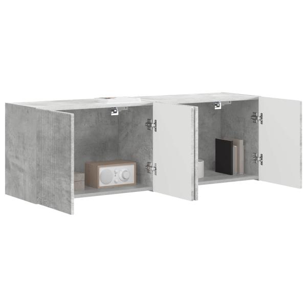 TV-Wandschrank 2 stk. Betongrau Holzwerkstoff