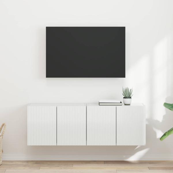 ARDEBO.de - TV-Wandschrank 2 stk. Hochglanz Weiß Holzwerkstoff