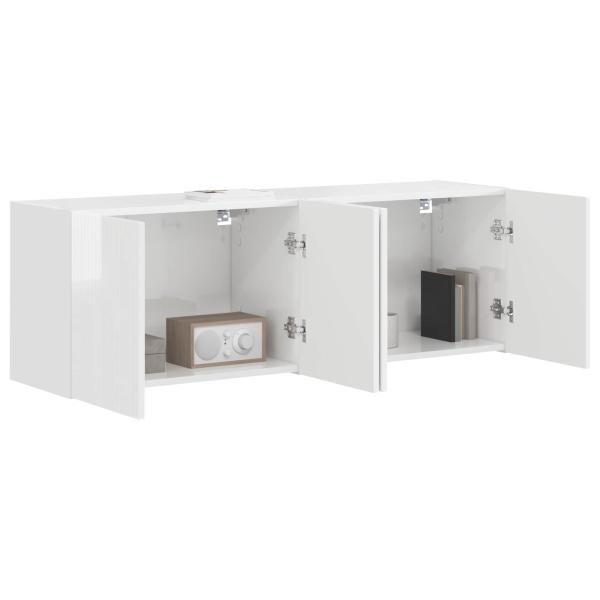 TV-Wandschrank 2 stk. Hochglanz Weiß Holzwerkstoff
