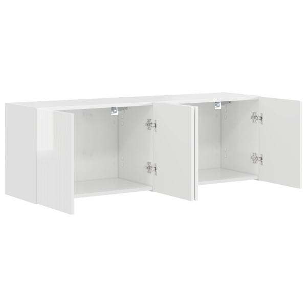 TV-Wandschrank 2 stk. Hochglanz Weiß Holzwerkstoff