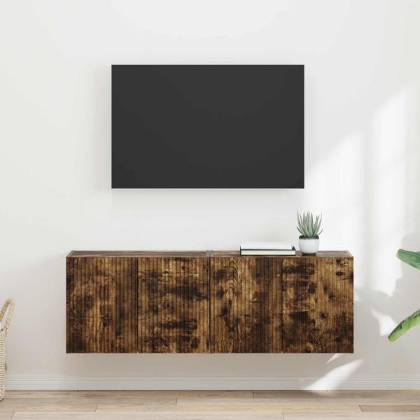 ARDEBO.de - TV-Wandschrank 2 stk. Räuchereiche Holzwerkstoff