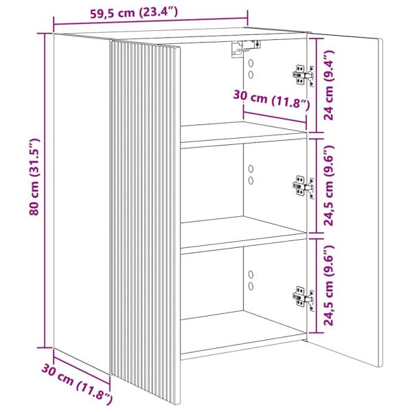 TV-Wandschrank 59,5 x 31 x 80 cm Graues Sonoma Holzwerkstoff