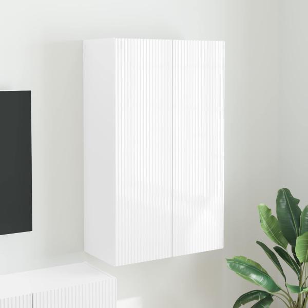 ARDEBO.de - TV-Wandschrank 59,5 x 31 x 100 cm Hochglanz Weiß Holzwerkstoff