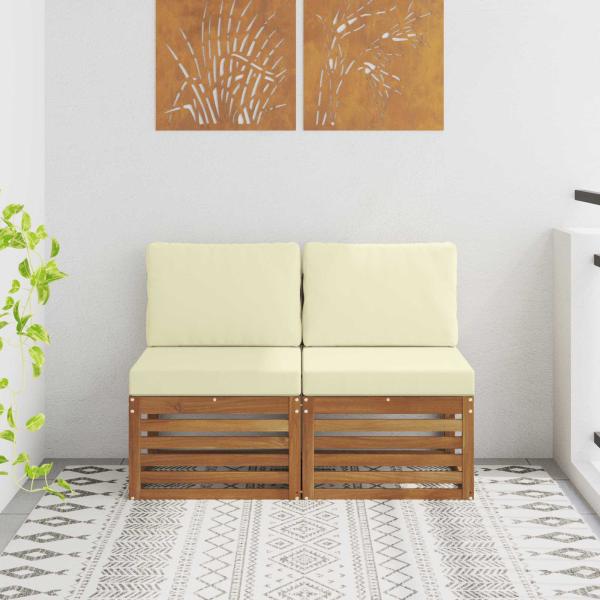 ARDEBO.de - 2 Stück Outdoor Mittelsofa Massivholz Akazie Natur