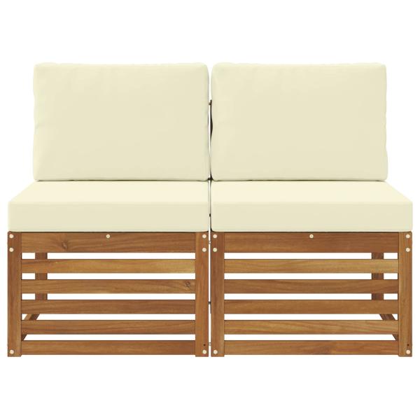 2 Stück Outdoor Mittelsofa Massivholz Akazie Natur