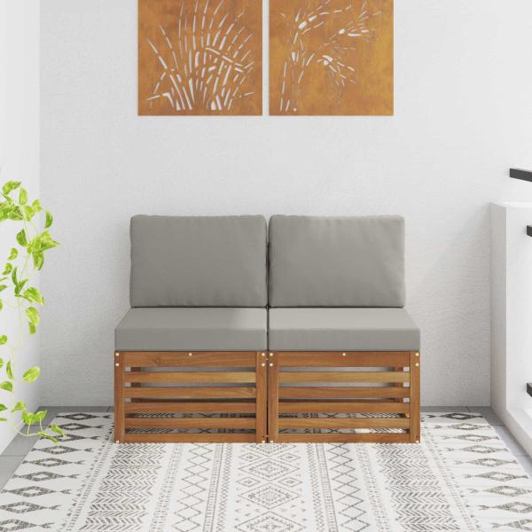 ARDEBO.de - 2 Stück Outdoor Mittelsofa Massivholz Akazie Natur