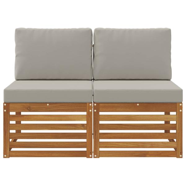 2 Stück Outdoor Mittelsofa Massivholz Akazie Natur