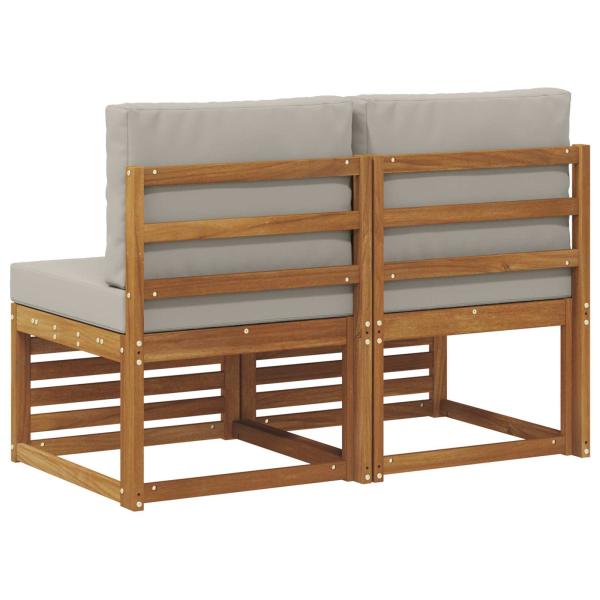 2 Stück Outdoor Mittelsofa Massivholz Akazie Natur