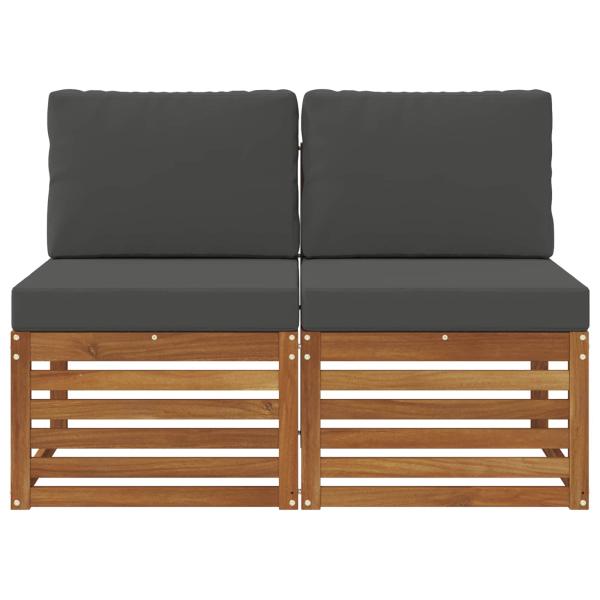 2 Stück Outdoor Mittelsofa Massivholz Akazie Natur