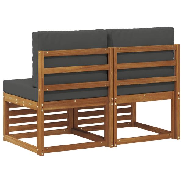 2 Stück Outdoor Mittelsofa Massivholz Akazie Natur