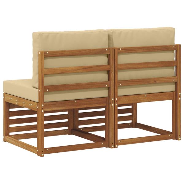 2 Stück Outdoor Mittelsofa Massivholz Akazie Natur