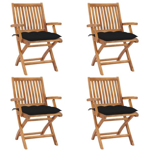 ARDEBO.de - Klappbare Gartenstühle mit Kissen 4 Stk. Massivholz Teak