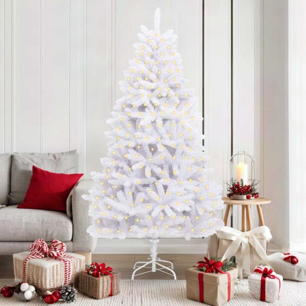ARDEBO.de - Künstlicher Weihnachtsbaum Weiß 180 cm PVC und Metall