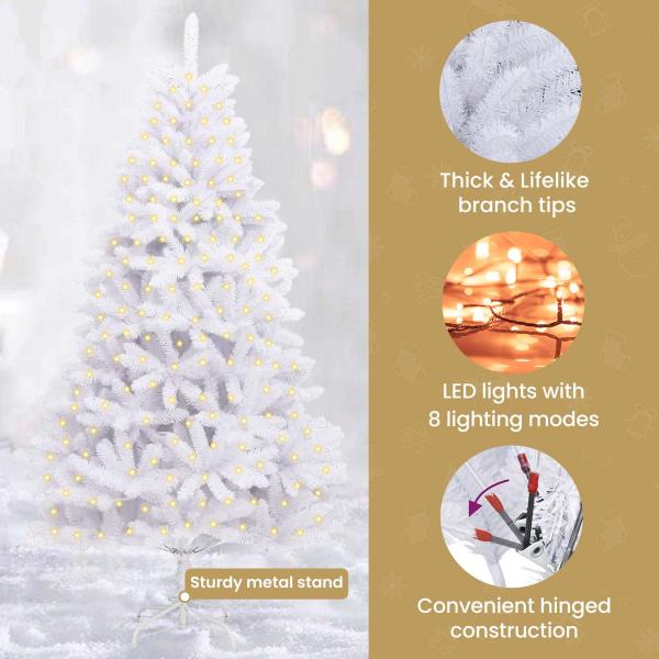 Künstlicher Weihnachtsbaum Weiß 180 cm PVC und Metall