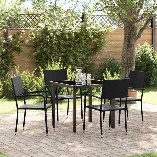 ARDEBO.de - Garten Essgruppe 5 Stk. Schwarz Poly-Rattan