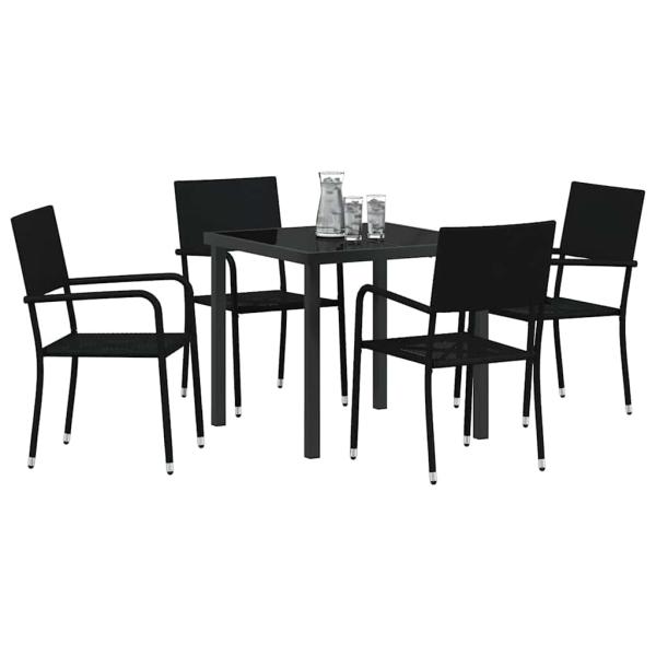 Garten Essgruppe 5 Stk. Schwarz Poly-Rattan