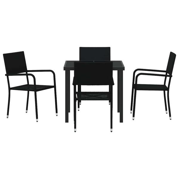 Garten Essgruppe 5 Stk. Schwarz Poly-Rattan