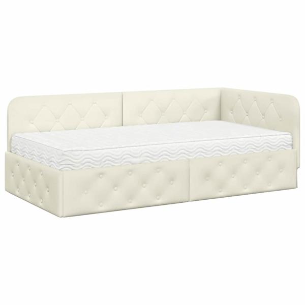 Eckbettgestell Creme 90 x 190 cm Samt